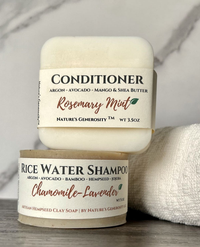 Nature's Generosity™ Rice Water Shampoo and Conditioner Bar.